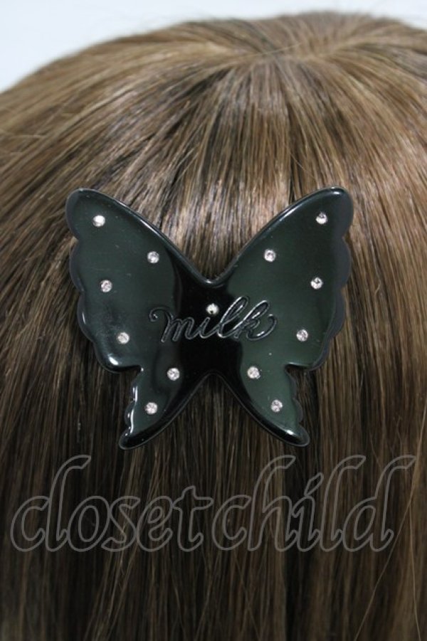 画像2: MILK / バタフライバレッタ  ブラック H-26-01-13-1002-ML-AC-KB-ZH (2)