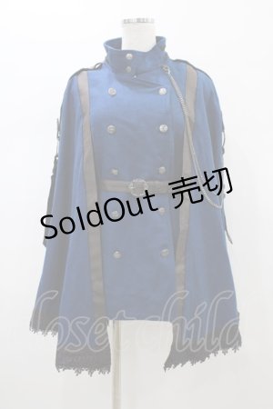 画像: Ozz oneste / レイヤード風ケープコート  ブルー H-26-01-13-1015-OO-CO-KB-ZH