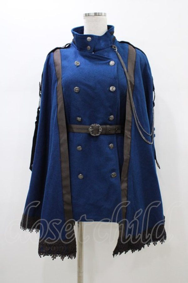 画像1: Ozz oneste / レイヤード風ケープコート  ブルー H-26-01-13-1015-OO-CO-KB-ZH (1)