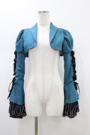 画像: MARBLE / 編み上げボリュームフリルショートジャケット  青緑 H-26-01-13-1016-GO-JA-KB-ZH
