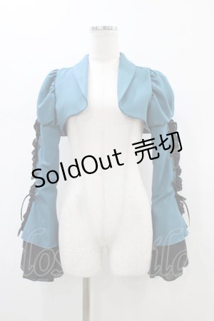 画像: MARBLE / 編み上げボリュームフリルショートジャケット  青緑 H-26-01-13-1016-GO-JA-KB-ZH