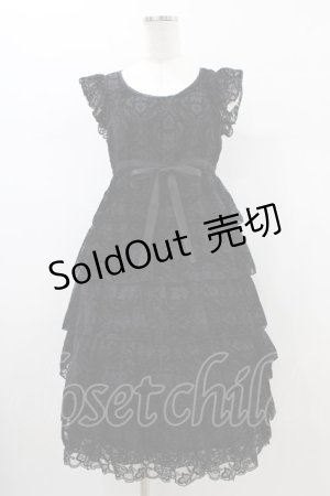 画像: MIHO MATSUDA / ベルベットオパールティアードワンピース  ブラック H-26-01-13-1022-GO-OP-KB-ZH