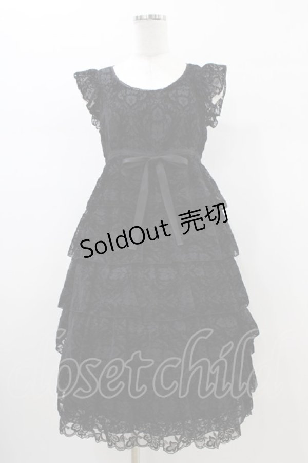 画像1: MIHO MATSUDA / ベルベットオパールティアードワンピース  ブラック H-26-01-13-1022-GO-OP-KB-ZH (1)