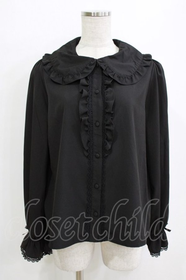 画像1: m petit by misako / AM マルエリフリルブラウス M ブラック H-26-01-13-049-LO-BL-NS-ZH (1)