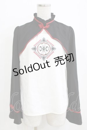 画像: Amavel / パンダと寿桃の中華菓子ブラウス Free ブラック H-26-01-13-050-CA-BL-NS-ZH