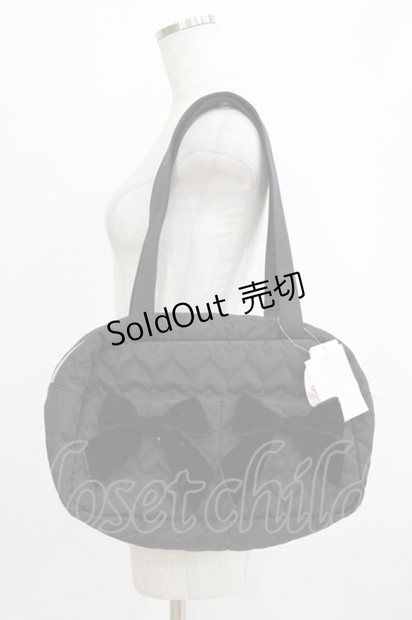 画像1: m petit by misako / AM*ハートキルティングB  ブラック H-26-01-13-059-LO-BG-NS-ZH (1)