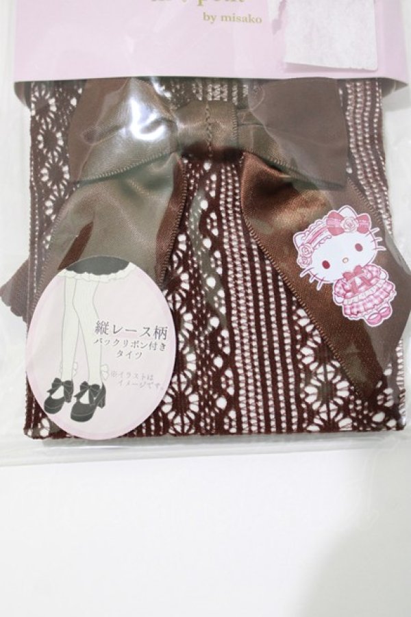 画像2: m petit by misako / AMキティリボンタイツ M~L ブラウン H-26-01-13-067-LO-ZA-NS-ZH (2)