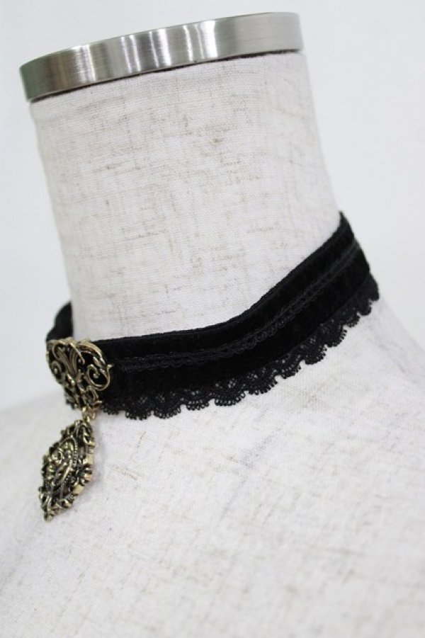 画像2: Kurumi Collaboration / マダムノクターンチョーカー  ブラック H-26-01-13-073-GO-AC-NS-ZH (2)