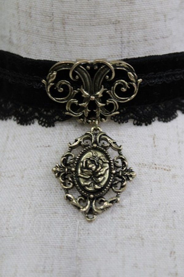 画像3: Kurumi Collaboration / マダムノクターンチョーカー  ブラック H-26-01-13-073-GO-AC-NS-ZH (3)