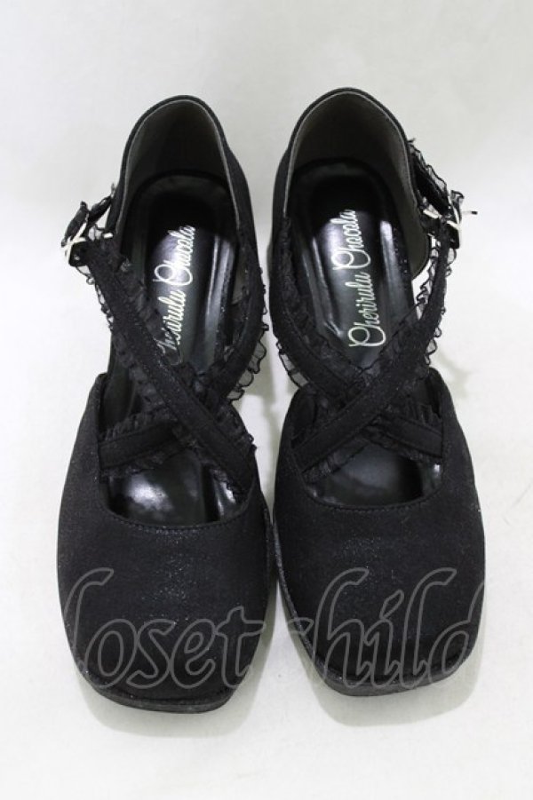 画像1: Cherirulu Chocola / 太ヒールパンプス M ブラック H-26-01-13-075-GO-SH-NS-ZH (1)
