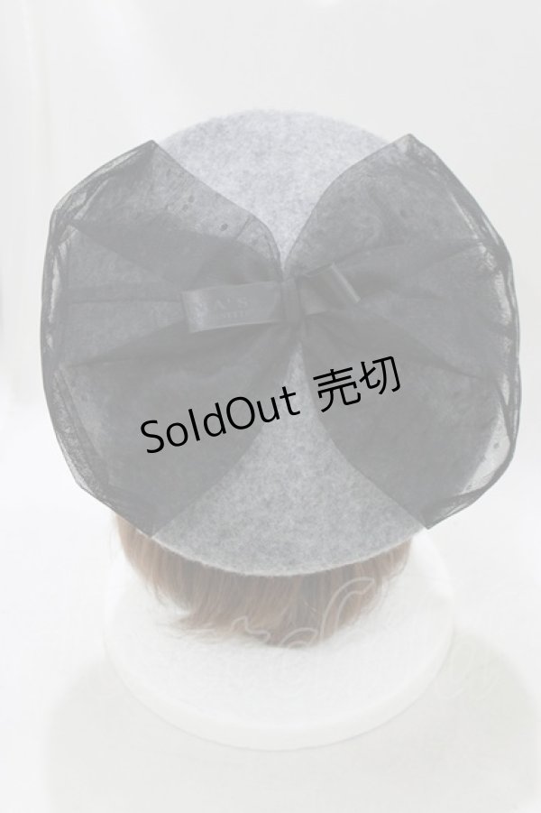 画像2: m petit by misako / NINA'S チュールリボンベレー帽  グレー H-26-01-13-078-LO-AC-NS-ZH (2)