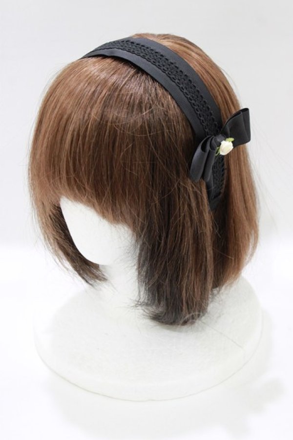 画像1: m petit by misako / NINA'sコラボ AM*NIフラワーカチューシャ  ブラック H-26-01-13-081-LO-AC-NS-ZH (1)