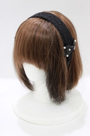 画像: m petit by misako / リボンパールレースカチューシャ  ブラック H-26-01-13-082-LO-AC-NS-ZH