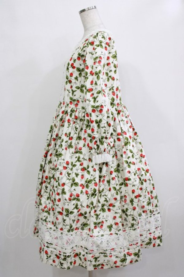 画像2: marcHenTica / ストロベリー・ミルフィーユワンピース Free オフ H-26-01-13-007-LO-OP-NS-ZH (2)