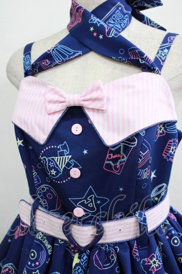 画像5: Angelic Pretty / Neon Star Dinerジャンパースカート Free ネイビー H-26-01-13-001-AP-OP-NS-ZH (5)