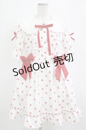 画像: DearMyLove / 選べる無地orいちご柄ロリータワンピース M オフ H-26-01-13-012-EL-OP-NS-ZH