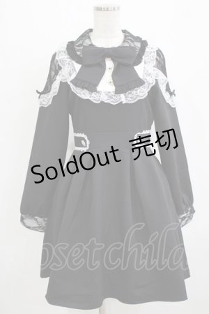 画像: DearMyLove / 袖レース切替ヨークフリルワンピース M ブラック H-26-01-13-013-EL-OP-NS-ZH