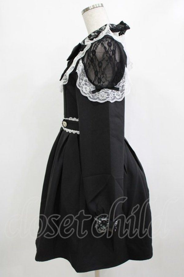 画像2: DearMyLove / 袖レース切替ヨークフリルワンピース M ブラック H-26-01-13-013-EL-OP-NS-ZH (2)