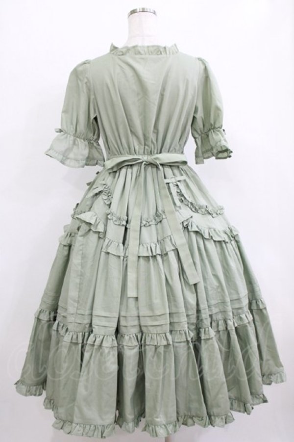 画像3: Chalmiere / フリルロングワンピース M グリーン H-26-01-13-018-PU-OP-NS-ZH (3)