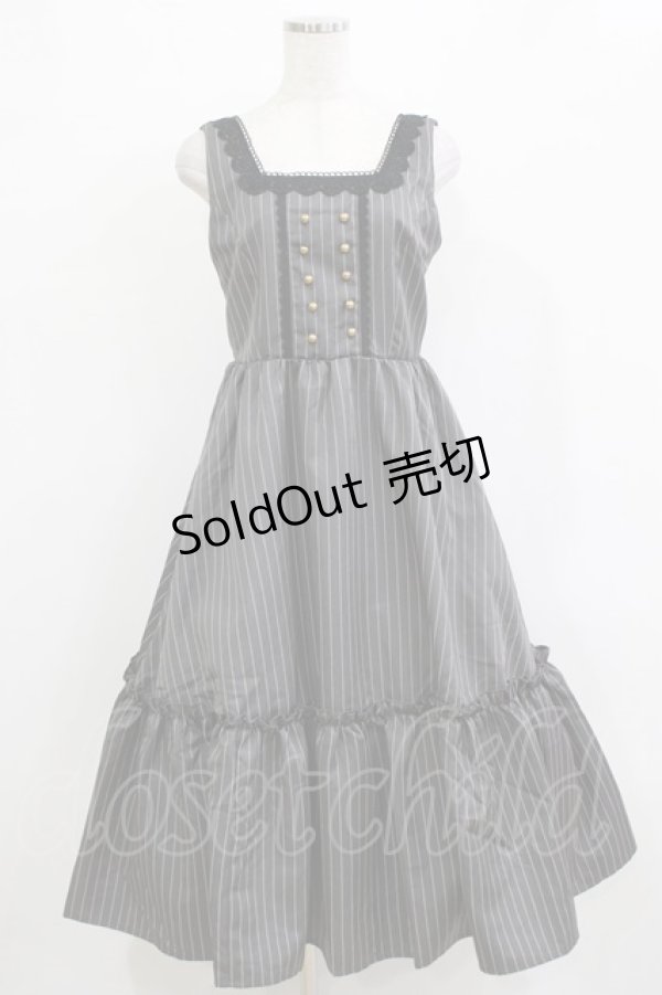 画像1: m petit by misako / TT*AOKストライプジャンパースカート M グレー H-26-01-13-020-LO-OP-NS-ZH (1)