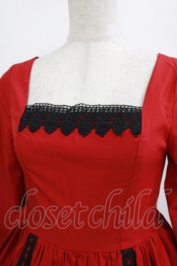 画像4: SOUFFLESONG（海外ロリータブランド） / 付け襟付きワンピース S レッド H-26-01-13-002-EL-OP-NS-ZH (4)