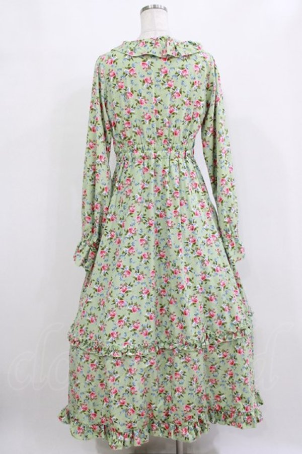 画像3: FLC / 星名桜子/2WAY花柄フリルワンピース M グリーン H-26-01-13-021-LO-OP-NS-ZH (3)