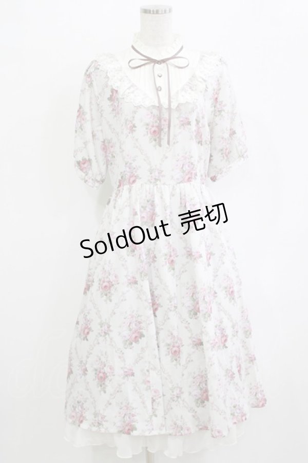 画像1: axes femme / アイビーローズ柄ワンピース M オフ H-26-01-13-022-AX-OP-NS-ZH (1)