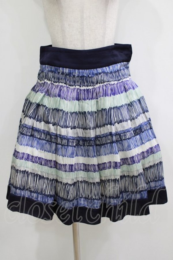 画像1: Jane Marple Dans Le Salon / ボーダーペイントスカート  ネイビー H-26-01-14-026-JM-SK-KB-ZH (1)