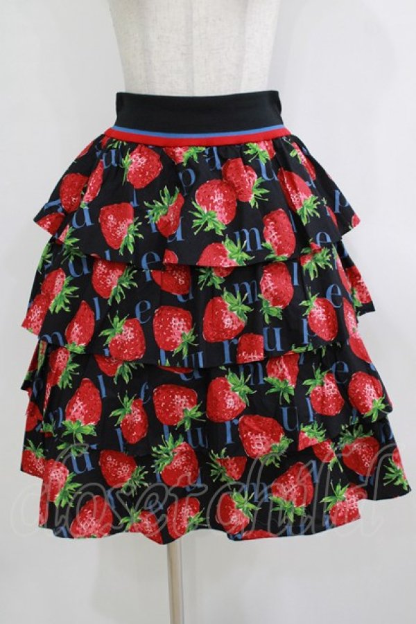 画像1: Jane Marple / Strawberry Meets Logoダンドールスカート  ブラック H-26-01-14-027-JM-SK-KB-ZH (1)