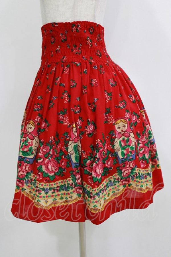 画像2: Jane Marple / マトリョーシカシャーリングスカート  赤 H-26-01-14-040-JM-SK-KB-ZH (2)