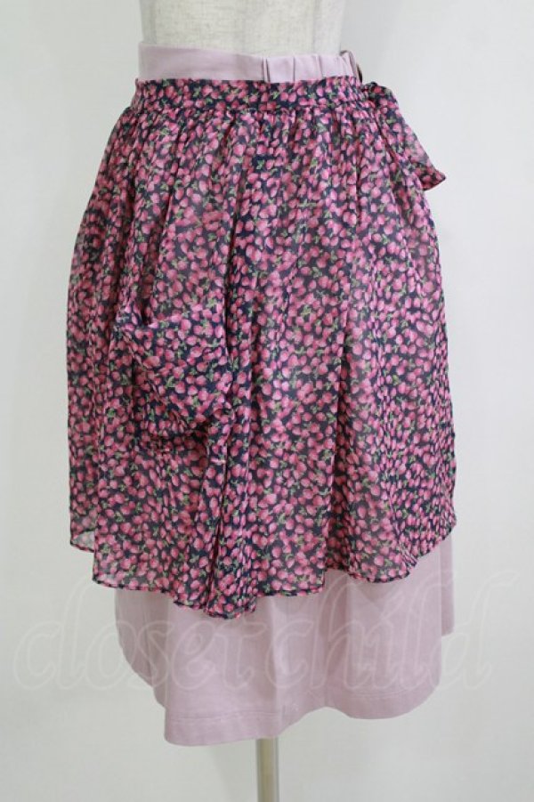 画像2: MILK / ベリーズエプロンスカート  ネイビー×ピンク H-26-01-14-044-ML-SK-KB-ZH (2)