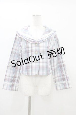 画像: virally / 星名桜子 チェックフリルジャケット M ブルー H-26-01-14-1061-0-JA-NS-ZH