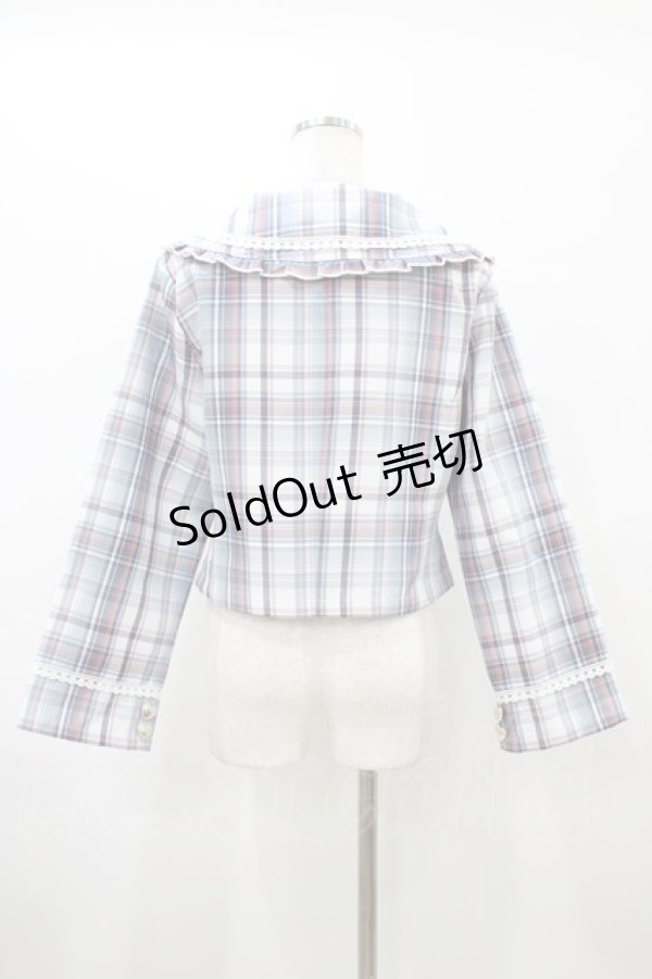 画像2: virally / 星名桜子 チェックフリルジャケット M ブルー H-26-01-14-1061-0-JA-NS-ZH (2)