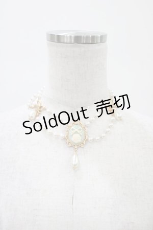 画像: Chalmiere / カメオ風パールチョーカー  サックス H-26-01-14-1011-0-AC-NS-ZH