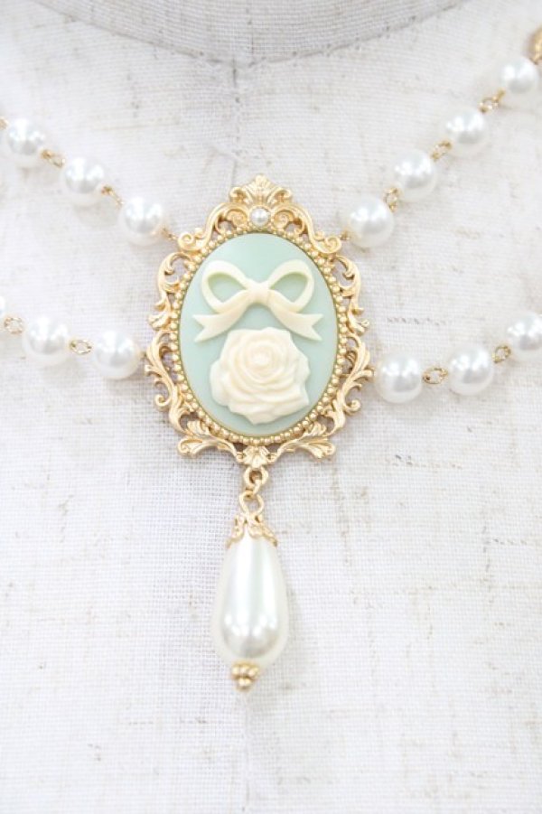 画像2: Chalmiere / カメオ風パールチョーカー  サックス H-26-01-14-1011-0-AC-NS-ZH (2)