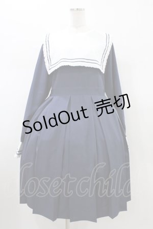 画像: FLC / MINA*CBプリーツワンピース 3L ネイビー H-26-01-14-1022-0-OP-NS-ZH