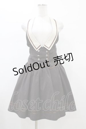 画像: Blue rouge / ストライプ襟付きジャンパースカート Free ブラウン H-26-01-14-1030-CA-OP-NS-ZH