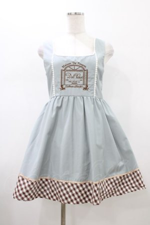 画像: Amavel / 窓刺繍入り ギンガムチェック切替ジャンパースカート Free サックス H-26-01-14-1031-CA-OP-NS-ZH