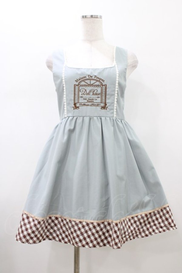 画像1: Amavel / 窓刺繍入り ギンガムチェック切替ジャンパースカート Free サックス H-26-01-14-1031-CA-OP-NS-ZH (1)