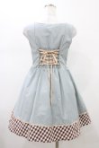 画像2: Amavel / 窓刺繍入り ギンガムチェック切替ジャンパースカート Free サックス H-26-01-14-1031-CA-OP-NS-ZH (2)