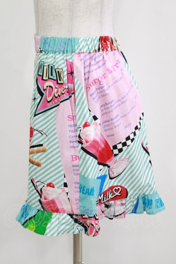 画像2: MILK / MILK Sweetsキュロット  ポップダイナー（サックスストライプ） H-26-01-14-048-ML-PA-KB-ZH (2)