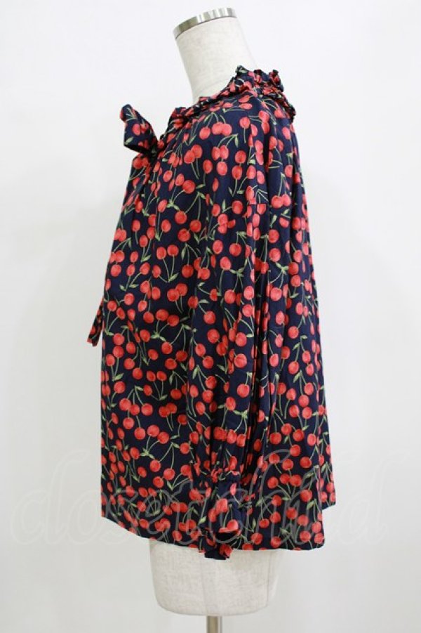 画像2: Jane Marple Dans Le Salon / Falling cherriesパフィーブラウス  navy H-26-01-14-061-JM-BL-KB-ZH (2)