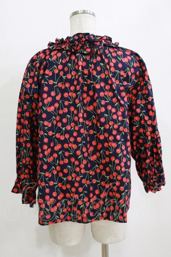 画像3: Jane Marple Dans Le Salon / Falling cherriesパフィーブラウス  navy H-26-01-14-061-JM-BL-KB-ZH (3)