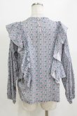 画像3: Jane Marple Dans Le Salon / Noon shoulder frill blouse  blue grey H-26-01-14-062-JM-BL-KB-ZH (3)