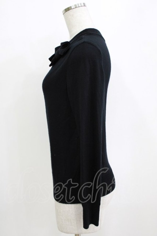 画像2: Jane Marple Dans Le Salon / リボン付きニット M ブラック H-26-01-14-064-JM-TO-KB-ZH (2)