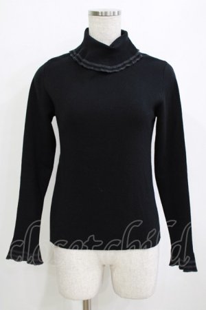 画像: Jane Marple Dans Le Salon / コットンアシミアフリルトリミングのタートル  黒 H-26-01-14-067-JM-TO-KB-ZH