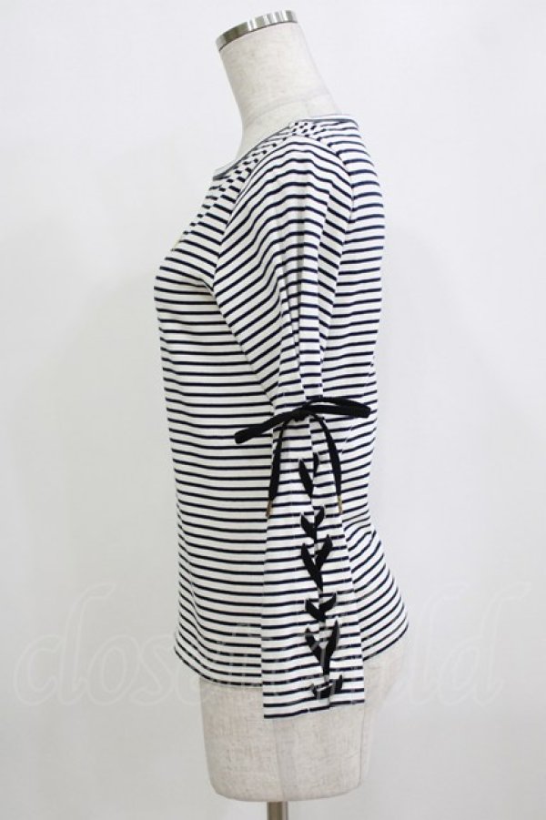 画像2: MILK / Lace upボーダートップス  オフ H-26-01-14-068-ML-TO-KB-ZH (2)