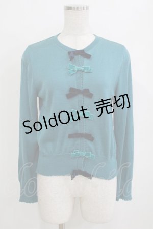 画像: Jane Marple / ベルベットリボンカーディガン  グリーン H-26-01-14-069-JM-TO-KB-ZH