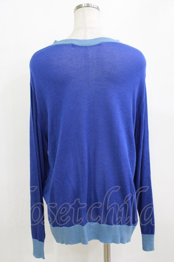 画像3: Jane Marple Dans Le Salon / コットンキュプラヤーンバイカラーカーディガン  ブルー H-26-01-14-071-JM-TO-KB-ZH (3)