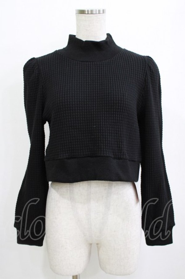 画像1: lilLilly / ハイネックショートトップス  ブラック H-26-01-14-075-LO-TO-KB-ZH (1)